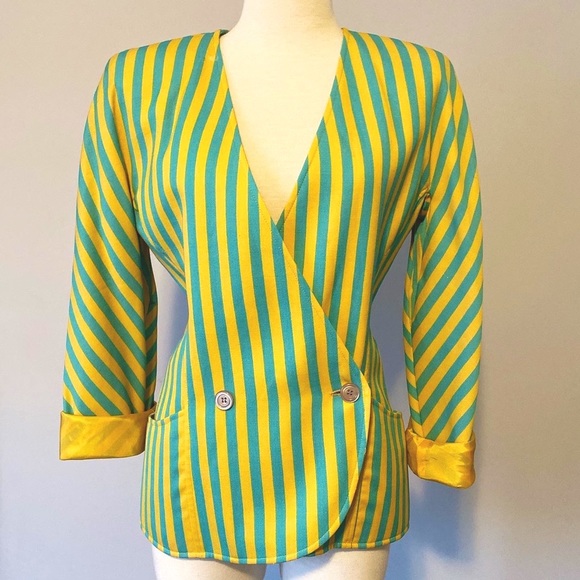 Vintage Ungaro Bright Yellow and Green Blazer - Picture 1 of 6